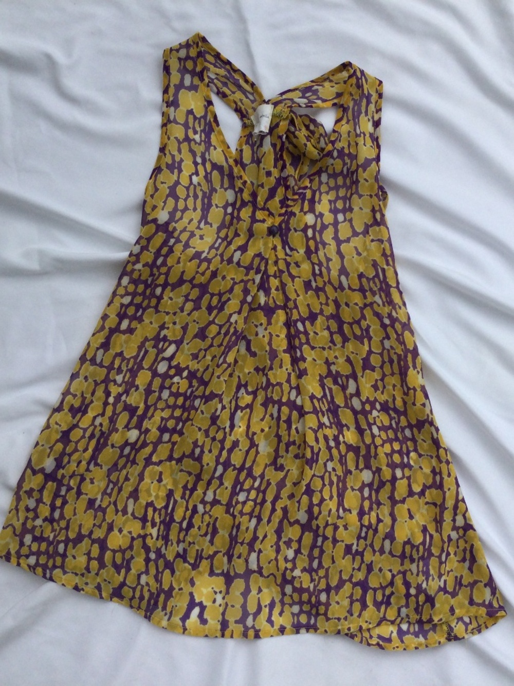 Charlie & Adele Sheer Sleeveless Purple and Gold T-Back